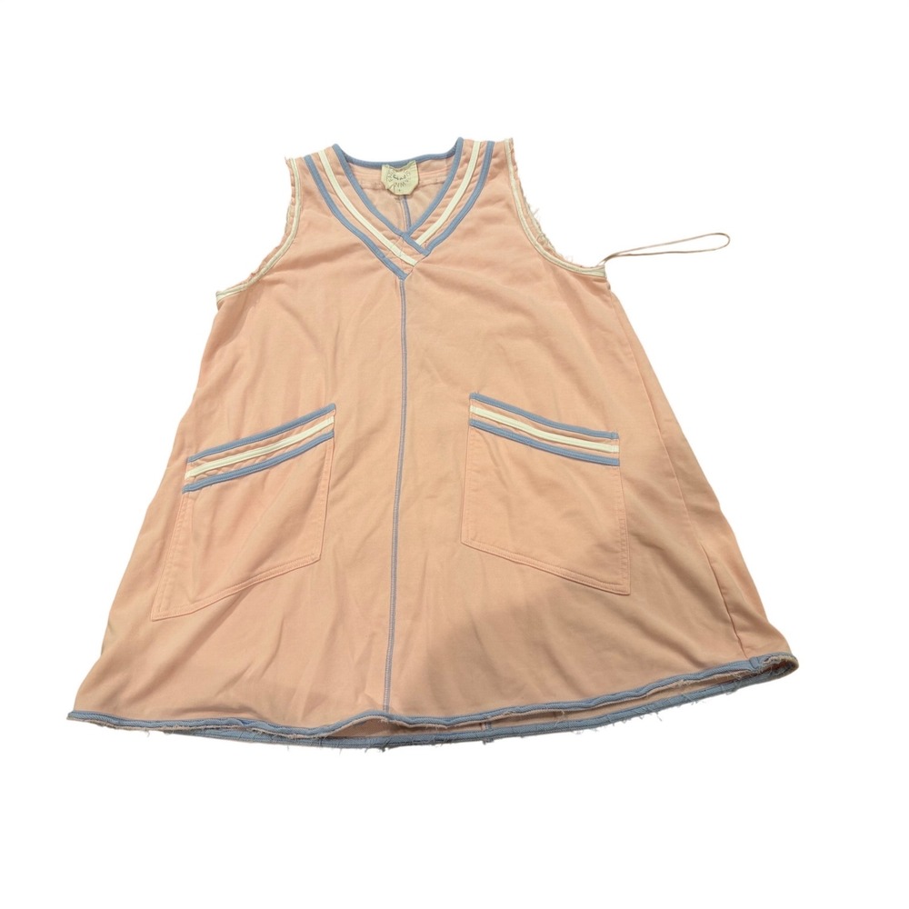 Fantastic Fawn Peach Pink Sleeveless V-Neck A-Line Dress with Pockets Small